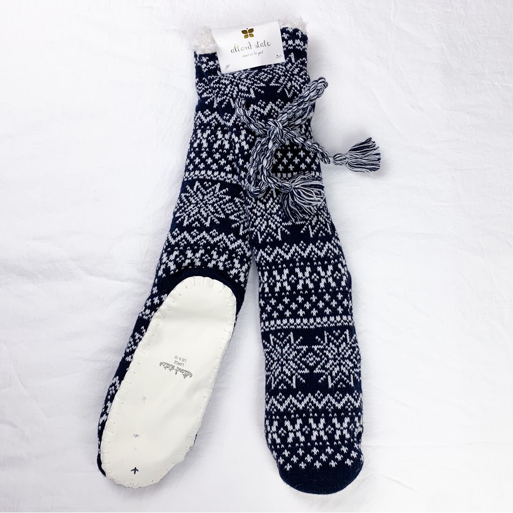 Altar'd State Navy & White Sweater Slipper Socks